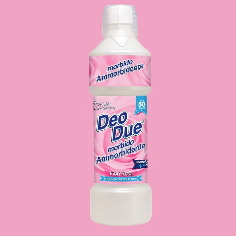 Balsam rufe Deo Due Fiori Rosa 1L, ambalaj roz cu detalii florale.