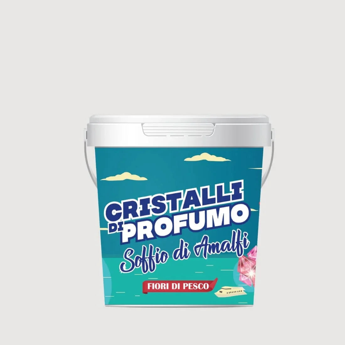 Cristale parfumate pentru rufe SOFFIO di AMALFI 1kg, ambalaj albastru.