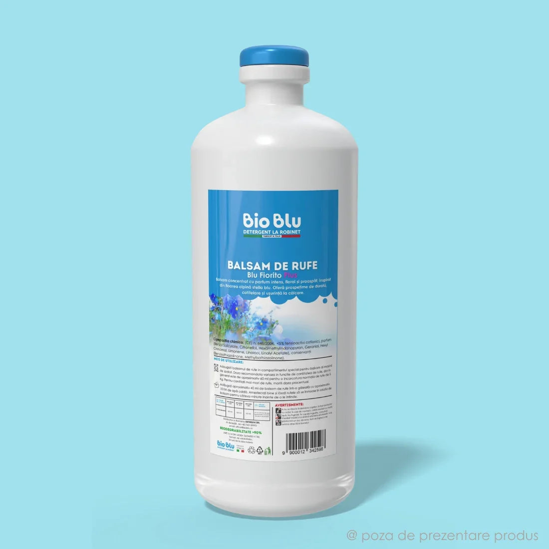 Balsam de rufe Blu Fiorito PLUS, sticlă albă 1kg, etichetă albastră cu motive florale.