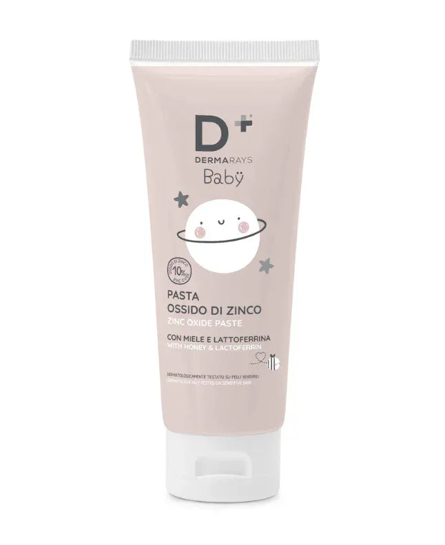 Cremă anti-iritații Baby DERMARAYS 100ml, oxid de zinc 10%, capac alb, tub bej.