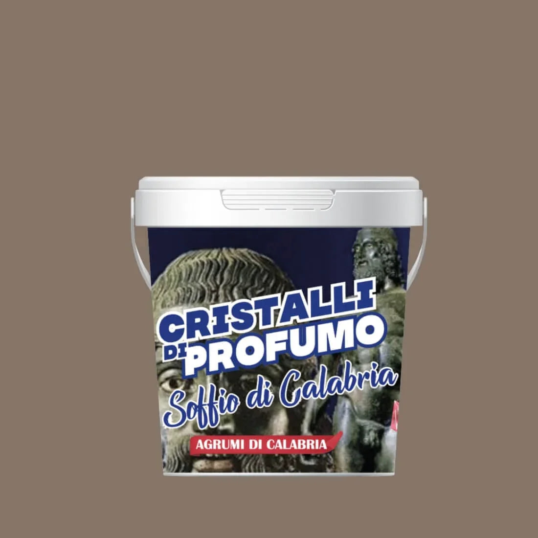 Cristale parfumate pentru rufe SOFFIO di CALABRIA 1kg, ambalaj alb cu detalii albastre.