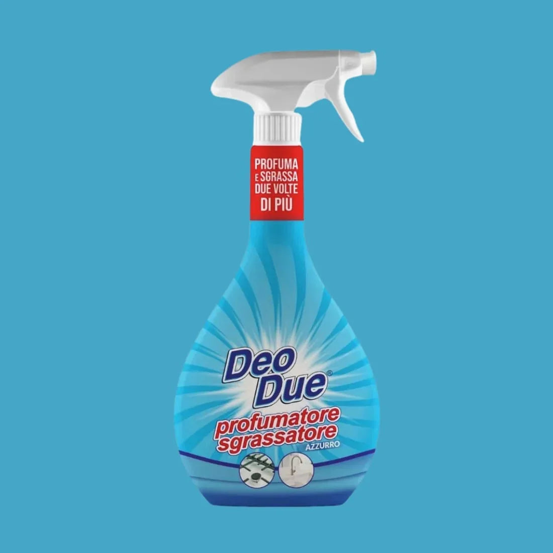Degresant Profesional Deo Due Azzuro 600ml, sticlă albastră cu pulverizator alb.