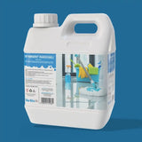 Sticlă detergent pardoseli MARINO, capac alb, etichetă albastră, volum 3kg, imagine curățare podea.
