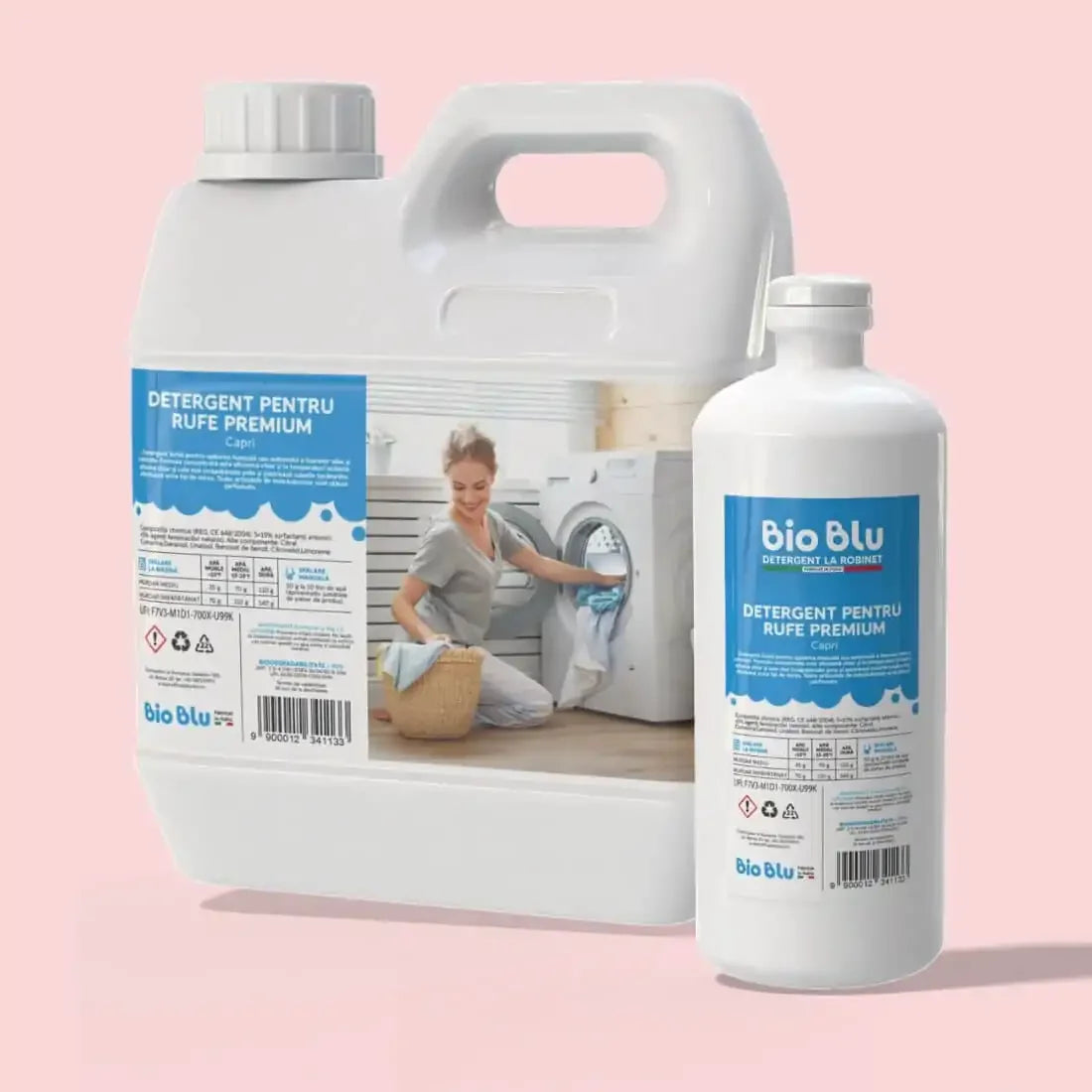 Detergent rufe CAPRI, sticla albă, etichetă albastră, volum 1kg și 3kg.