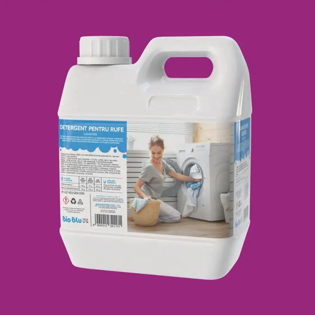 Detergent rufe LAVANDA, ambalaj alb, etichetă albastră, 1kg și 3kg, aromă lavandă.