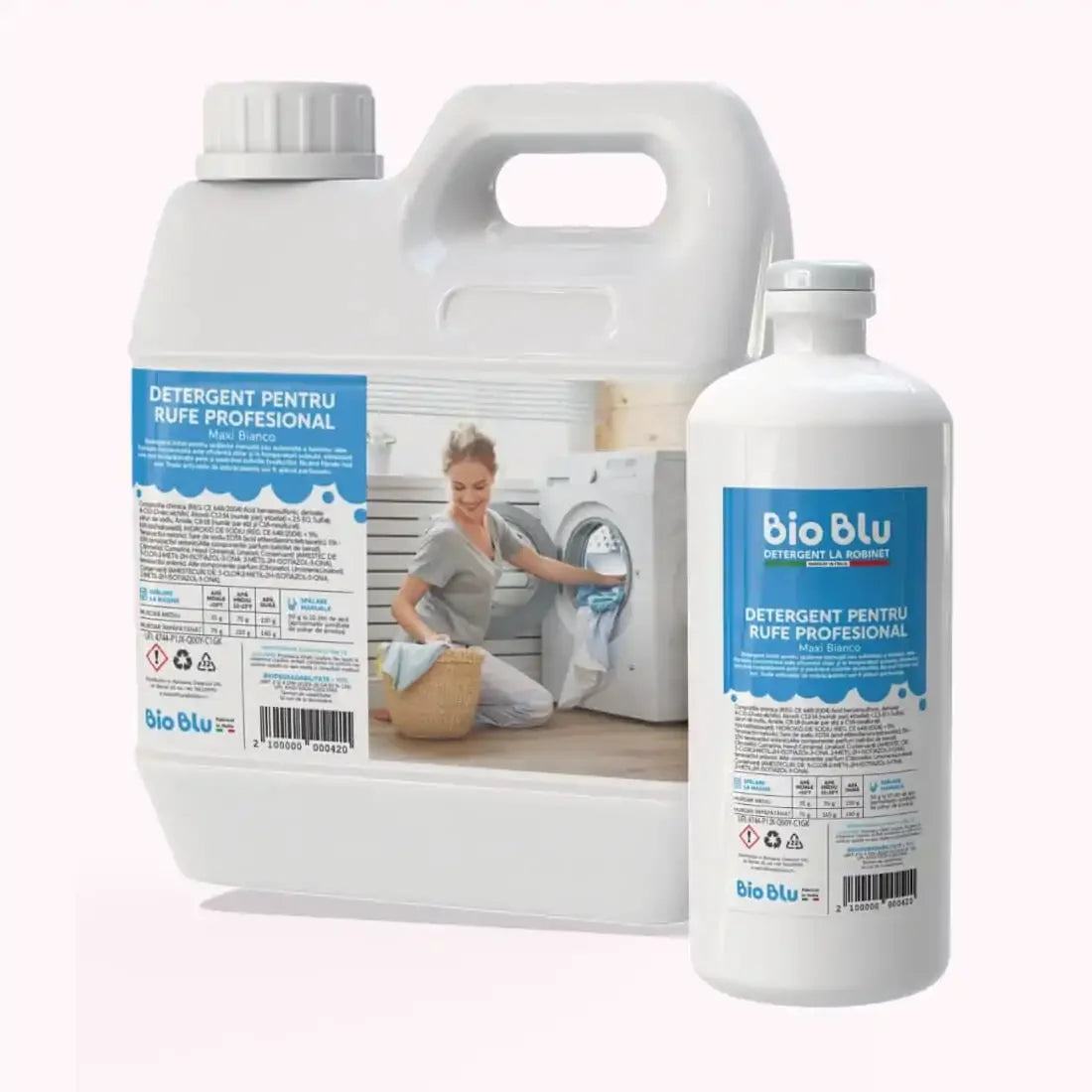 Detergent pentru rufe MAXI BIANCO, 3kg, bidon alb cu etichetă albastră și detalii utilizare.