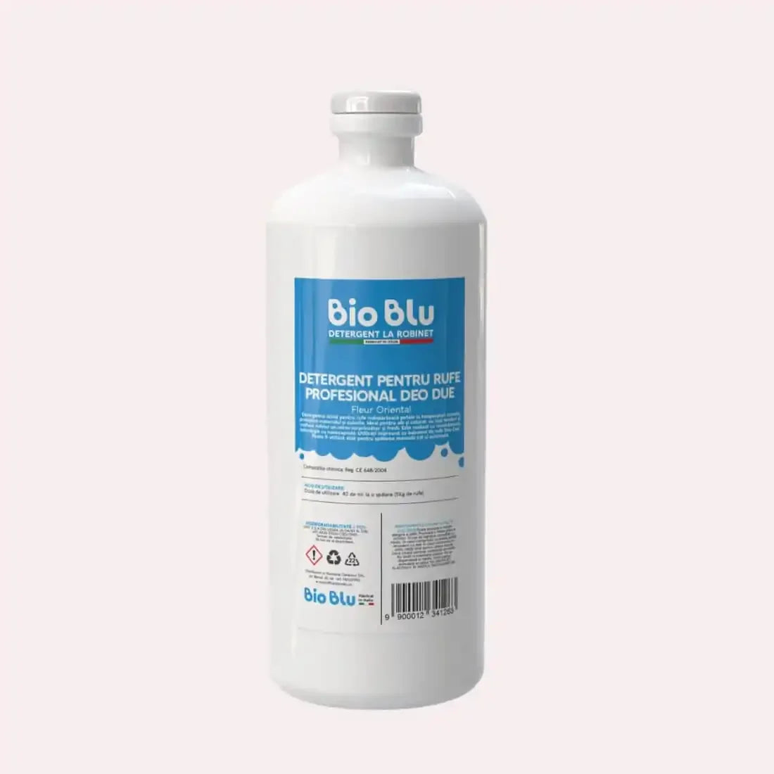 Sticlă albă detergent rufe NanoCaps Oriental, etichetă albastră, 1kg.