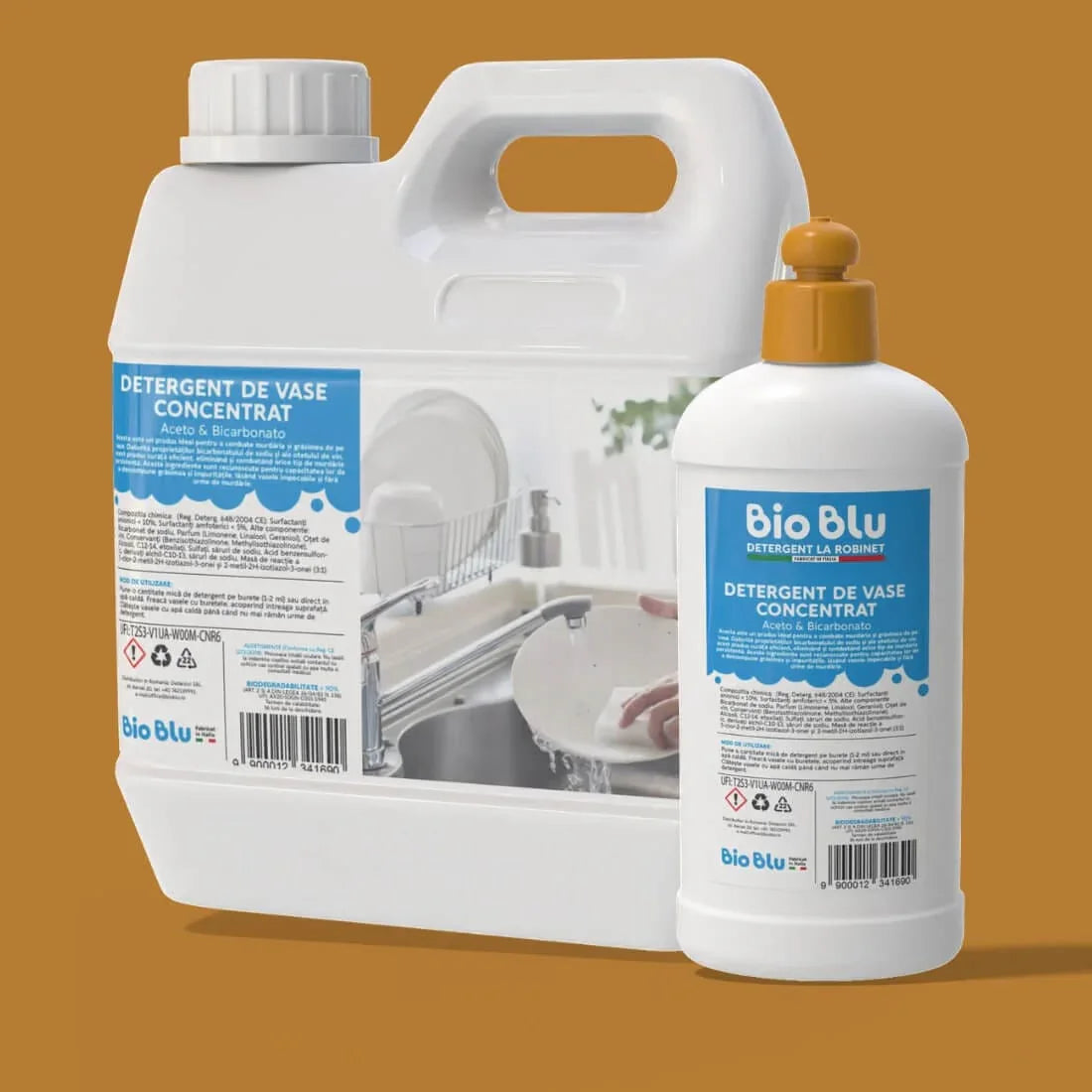 Detergent de vase ACETO & BICARBONATO, 1kg, curățare eficientă, ambalaj alb cu etichetă albastră.
