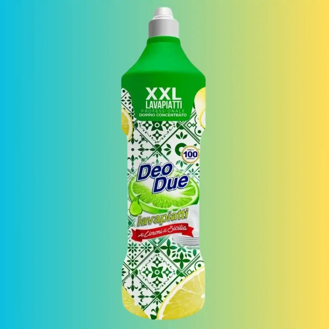 Detergent vase Deo Due Limoni di Sicilia XXL 1L, etichetă verde cu lămâi.